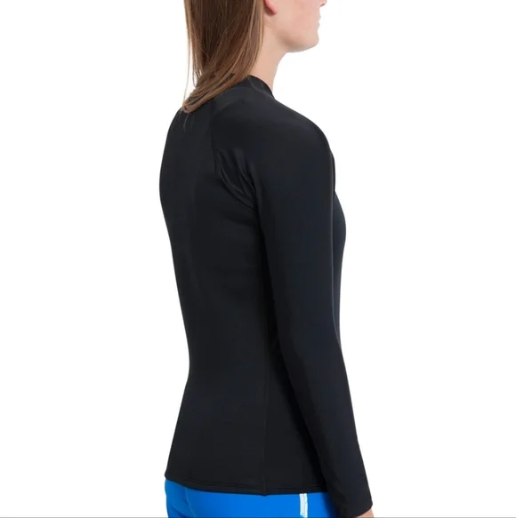Tuga Women's Hybrid Thermal Zip Rash Guard - Black / Black NWT - Picture 2 of 3
